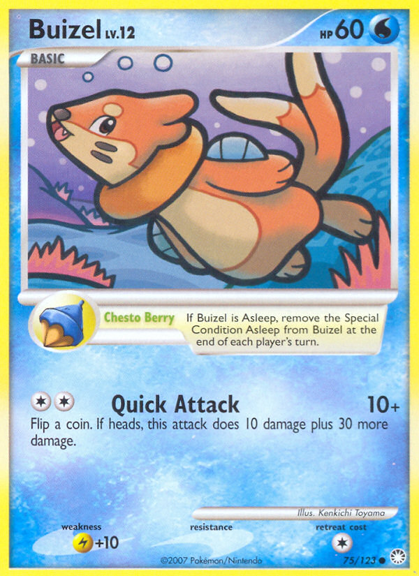 Buizel 75/123 Pokémon Mysterious Treasures (2007) English card — catalogue reference