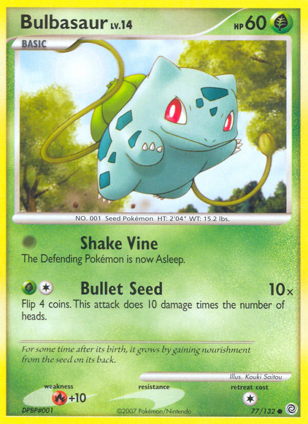 Bulbasaur 77/132 Pokémon Secret Wonders (2007) English card — catalogue reference