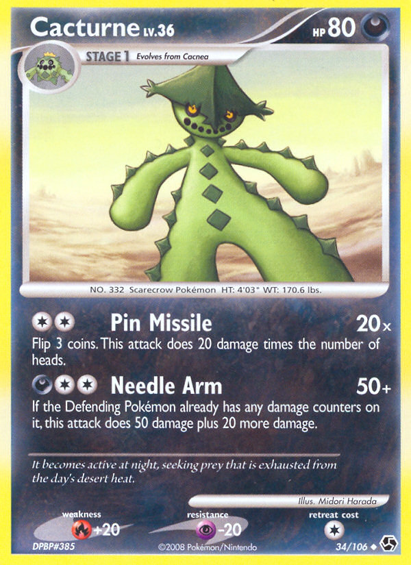 Cacturne 34/106 Pokémon Great Encounters (2008) English card — catalogue reference
