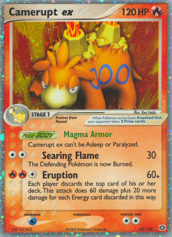Camerupt ex 92/106 Pokémon EX Emerald (2005) English card — catalogue reference