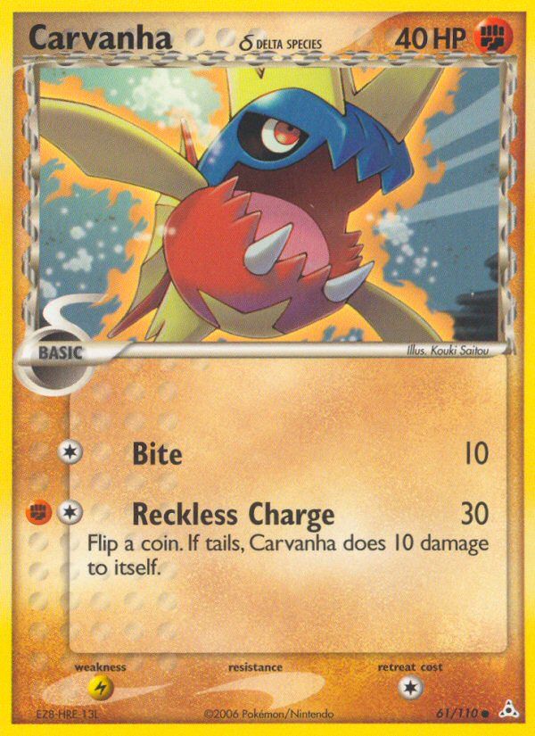 Carvanha δ 61/110 Pokémon EX Holon Phantoms (2006) English card — catalogue reference