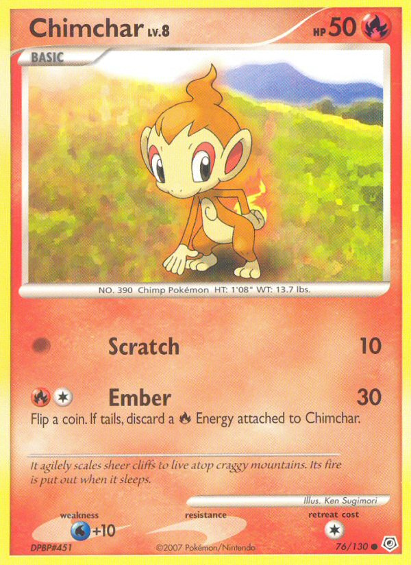 Chimchar 76/130 Pokémon Diamond & Pearl (2007) English card — catalogue reference