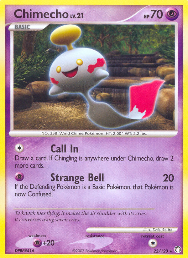 Chimecho 22/123 Pokémon Mysterious Treasures (2007) English card — catalogue reference