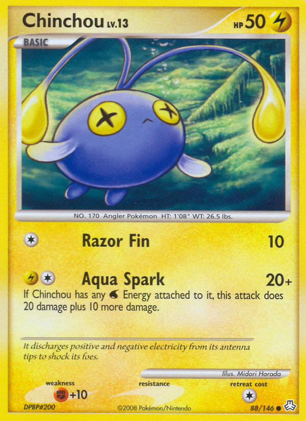 Chinchou 88/146 Pokémon Legends Awakened (2008) English card — catalogue reference