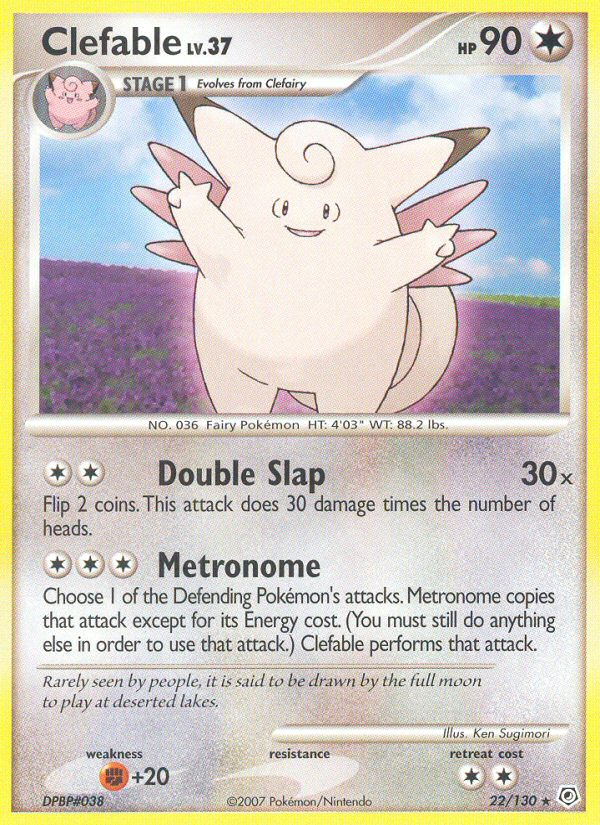 Clefable 22/130 Pokémon Diamond & Pearl (2007) English card — catalogue reference