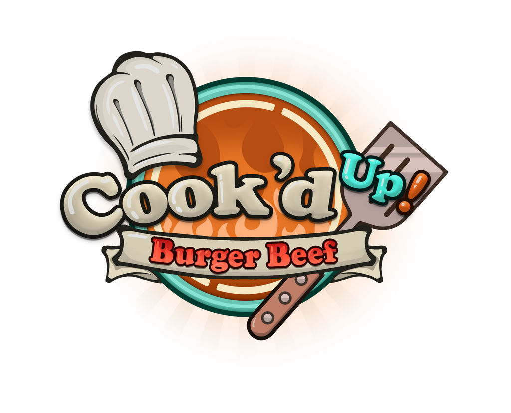 Cook'd Up Burger Beef VR cooking game official illustrated logo