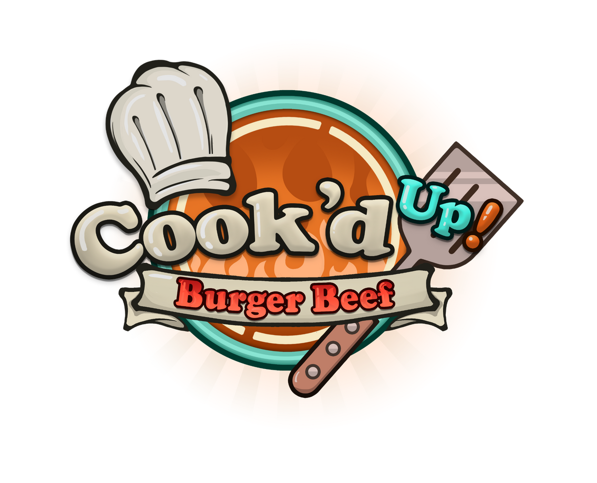 Cook'd Up Burger Beef VR cooking game official illustrated logo