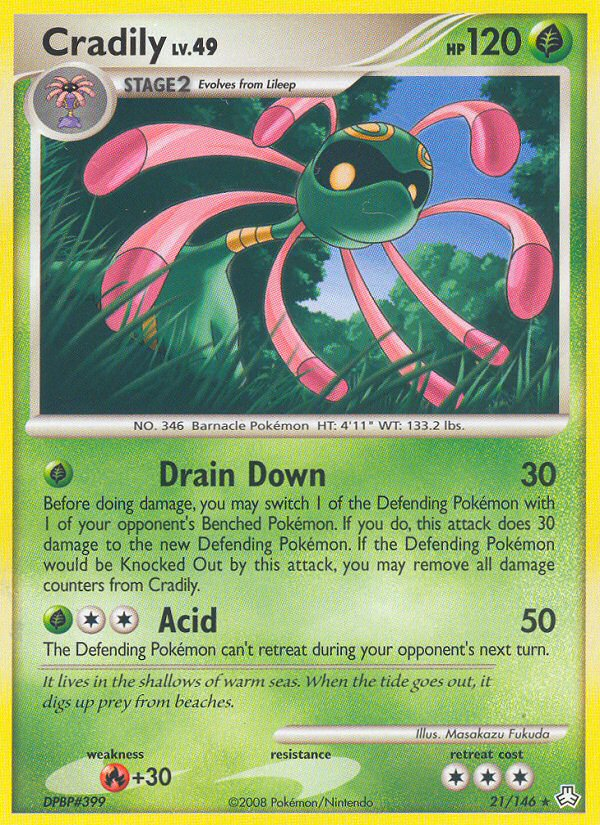 Cradily 21/146 Pokémon Legends Awakened (2008) English card — catalogue reference