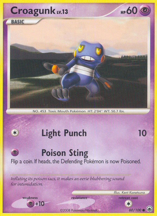 Croagunk 60/100 Pokémon Majestic Dawn (2008) English card — catalogue reference