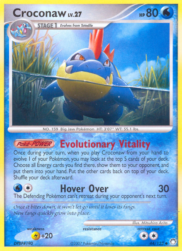 Croconaw 44/123 Pokémon Mysterious Treasures (2007) English card — catalogue reference