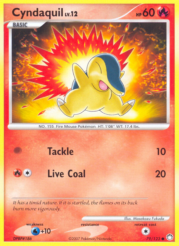 Cyndaquil 79/123 Pokémon Mysterious Treasures (2007) English card — catalogue reference