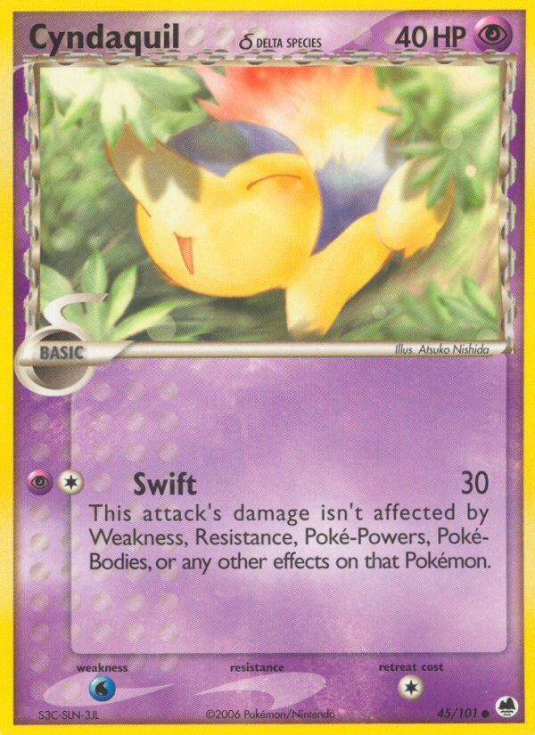 Cyndaquil δ 45/101 Pokémon EX Dragon Frontiers (2006) English card — catalogue reference