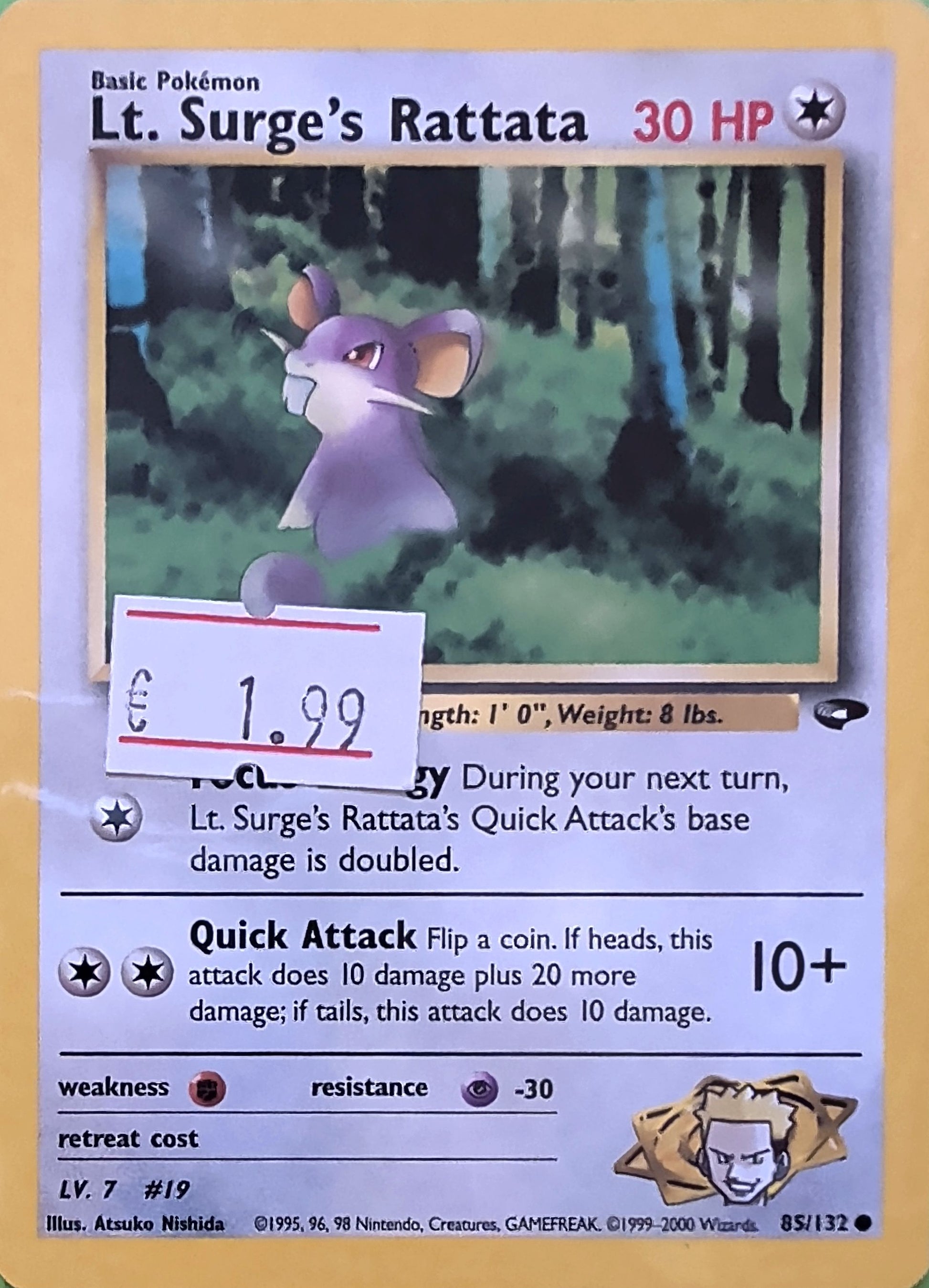 Lt. Surge's Rattata Common Gym Challenge 085/132 MP
