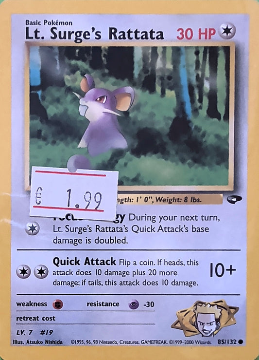 Lt. Surge's Rattata Common Gym Challenge 085/132 MP