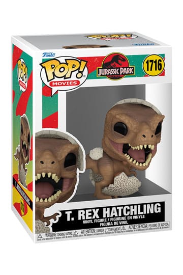 Funko Pop! T. Rex Hatchling figure in its packaging with Jurassic Park branding.