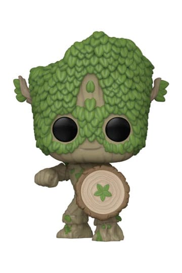 Green textured character with a shield and 'A' emblem on a white background