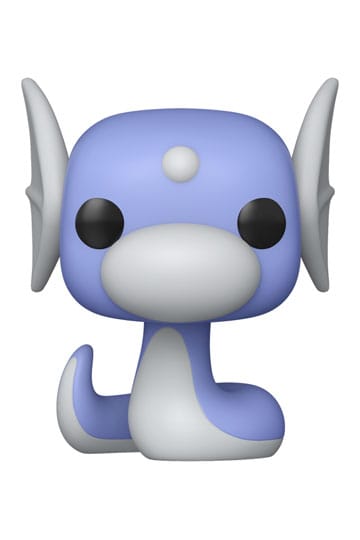 Blue and white figurine with large ears on a white background