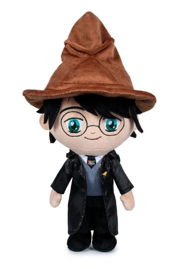 Plush toy of a character wearing a brown hat and glasses on a white background