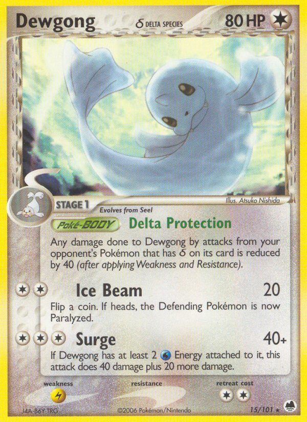 Dewgong δ 15/101 Pokémon EX Dragon Frontiers (2006) English card — catalogue reference
