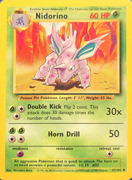 Nidorino Uncommon Base Set 037/102 MP