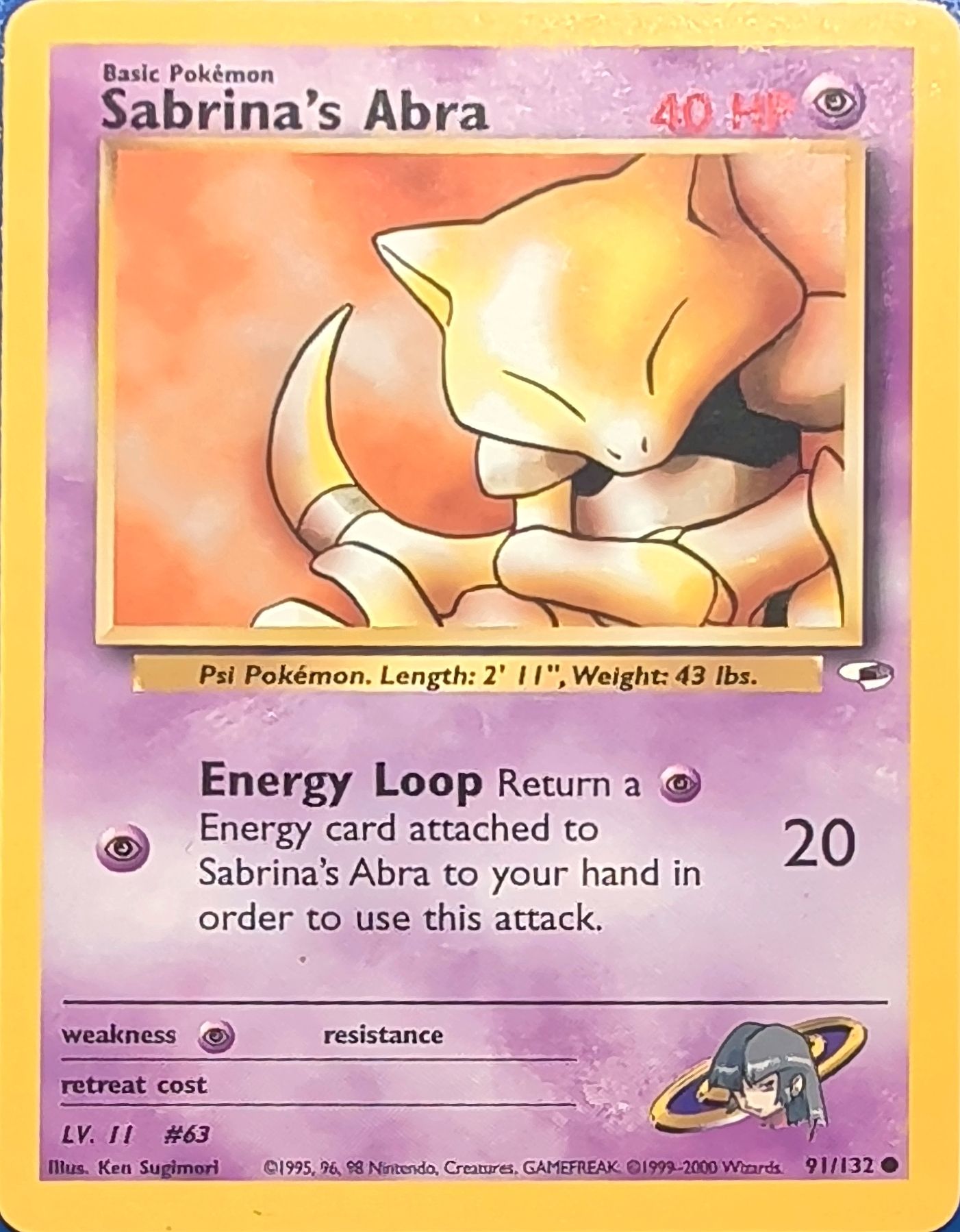 Sabrina's Abra Common Gym Heroes 091/132 MP