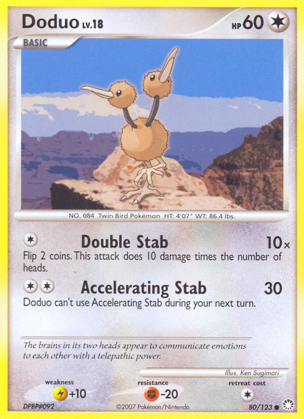 Doduo 80/123 Pokémon Mysterious Treasures (2007) English card — catalogue reference