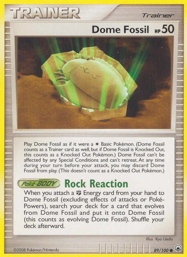 Dome Fossil 89/100 Pokémon Majestic Dawn (2008) English card — catalogue reference
