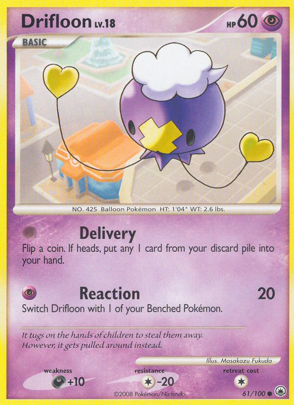 Drifloon 61/100 Pokémon Majestic Dawn (2008) English card — catalogue reference