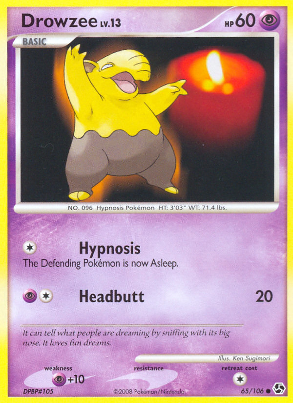 Drowzee 65/106 Pokémon Great Encounters (2008) English card — catalogue reference