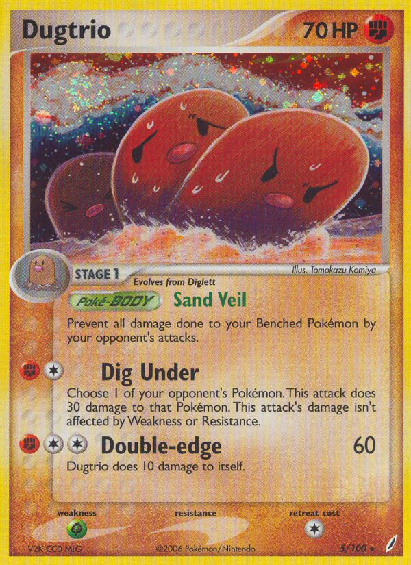 Dugtrio 5/100 Pokémon EX Crystal Guardians (2006) English card — catalogue reference