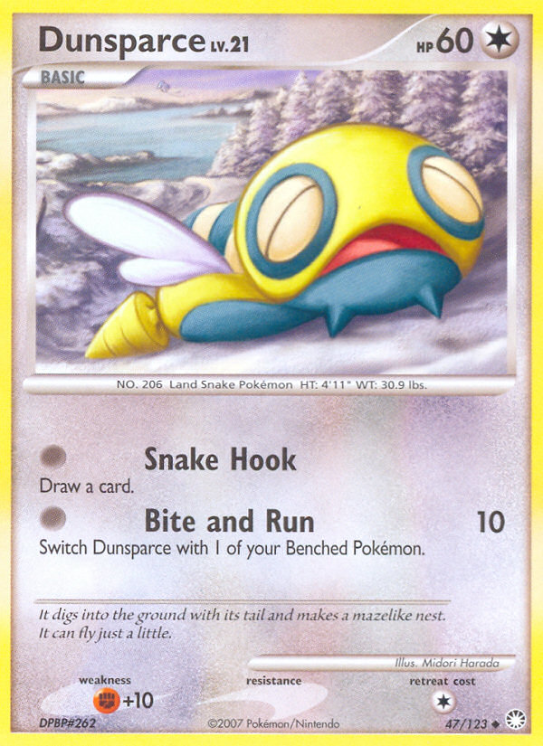 Dunsparce 47/123 Pokémon Mysterious Treasures (2007) English card — catalogue reference