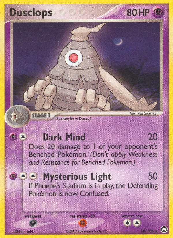 Dusclops 14/108 Pokémon EX Power Keepers (2007) English card — catalogue reference