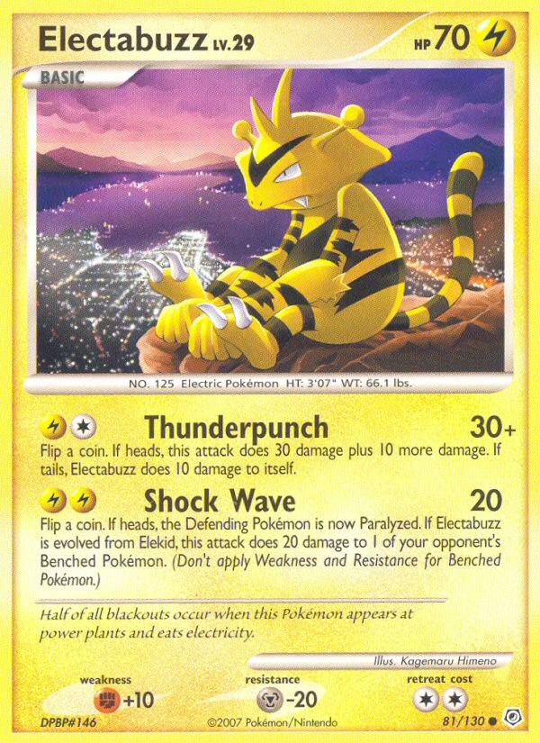 Electabuzz 81/130 Pokémon Diamond & Pearl (2007) English card — catalogue reference