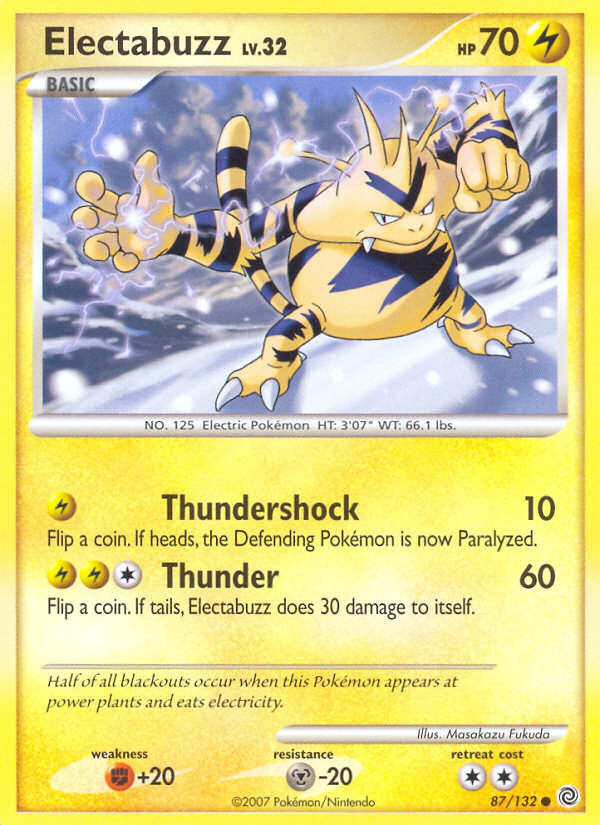 Electabuzz 87/132 Pokémon Secret Wonders (2007) English card — catalogue reference