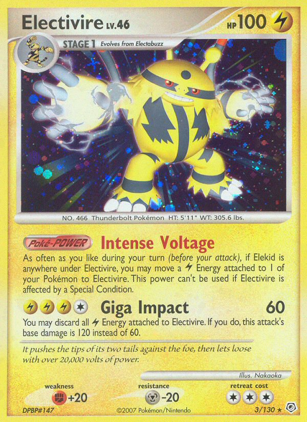 Electivire 3/130 Pokémon Diamond & Pearl (2007) English card — catalogue reference