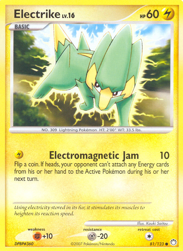 Electrike 81/123 Pokémon Mysterious Treasures (2007) English card — catalogue reference