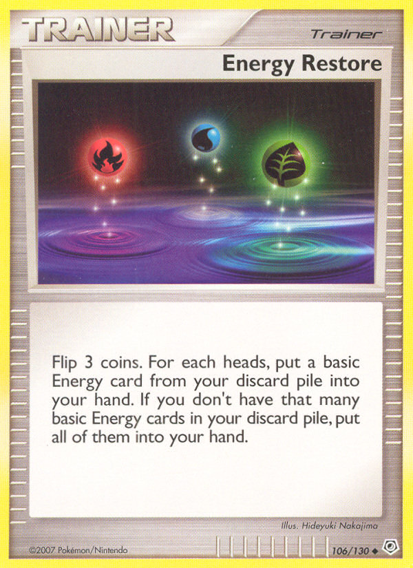 Energy Restore 106/130 Pokémon Diamond & Pearl (2007) English card — catalogue reference