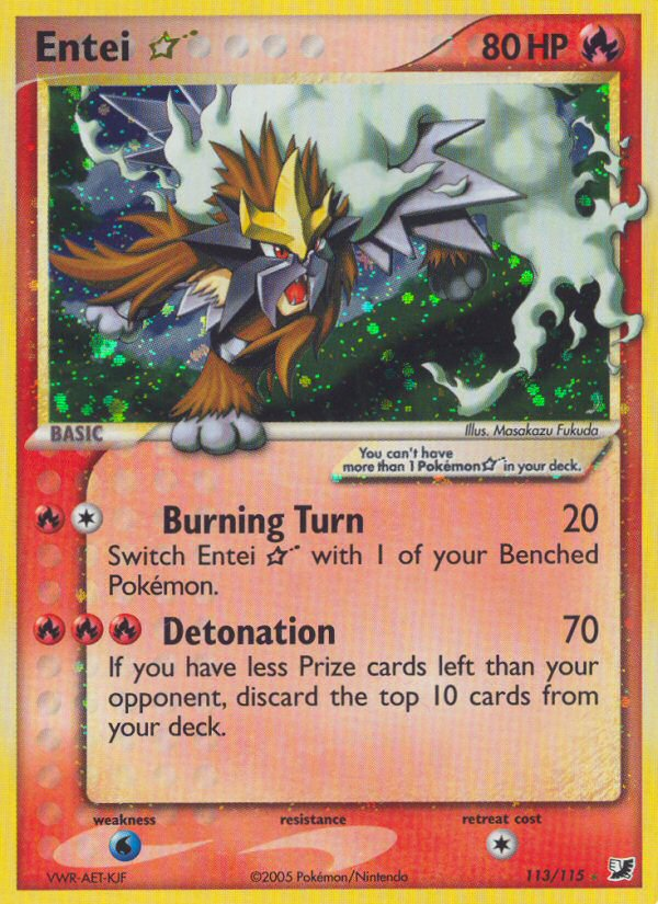Entei ★ 113/115 Pokémon EX Unseen Forces (2005) English card — catalogue reference