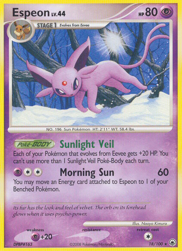 Espeon 18/100 Pokémon Majestic Dawn (2008) English card — catalogue reference