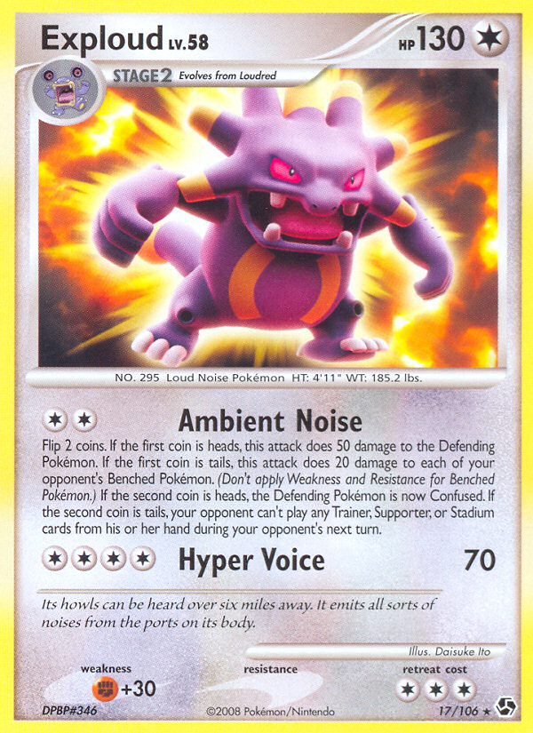 Exploud 17/106 Pokémon Great Encounters (2008) English card — catalogue reference