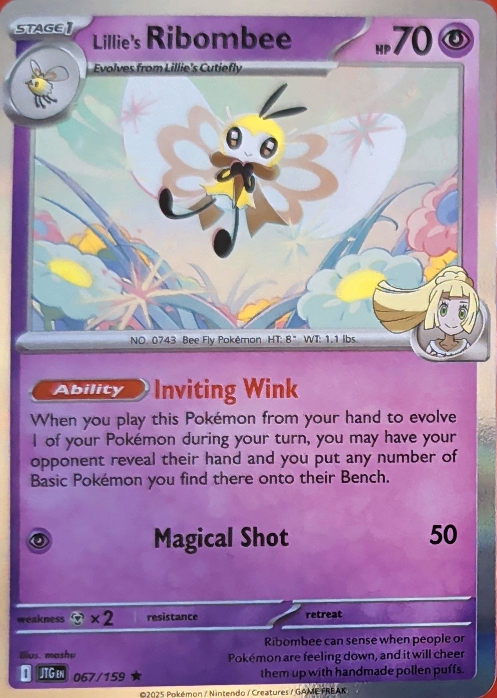 Lillie's Ribombee - Rare SV09: Journey Together 067/159 MP