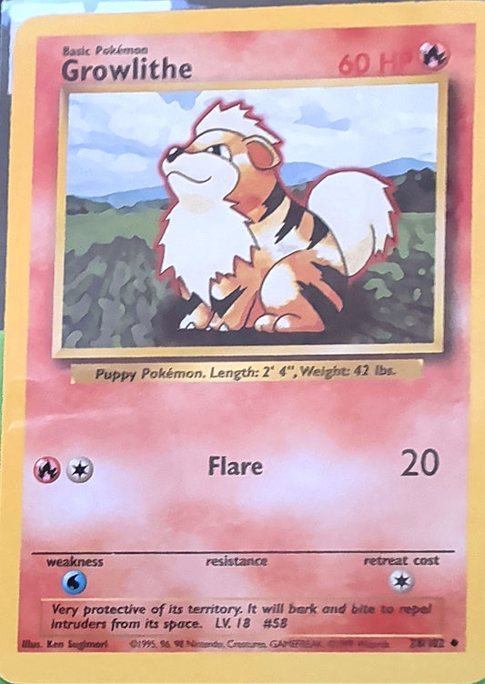 Growlithe Uncommon Base Set 028/102 MP