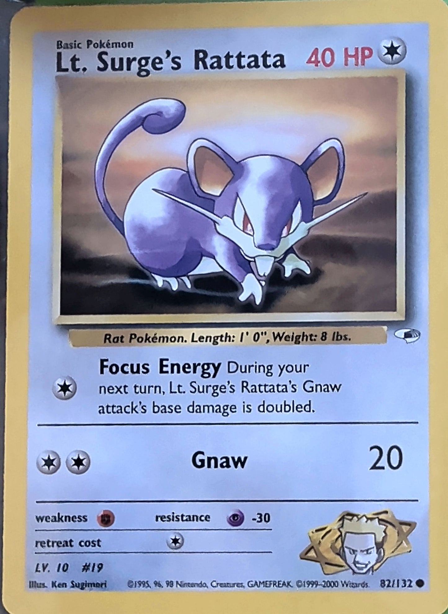 Lt. Surge's Rattata Common Gym Heroes 082/132 MP