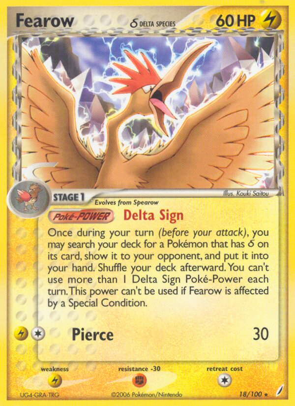 Fearow δ 18/100 Pokémon EX Crystal Guardians (2006) English card — catalogue reference