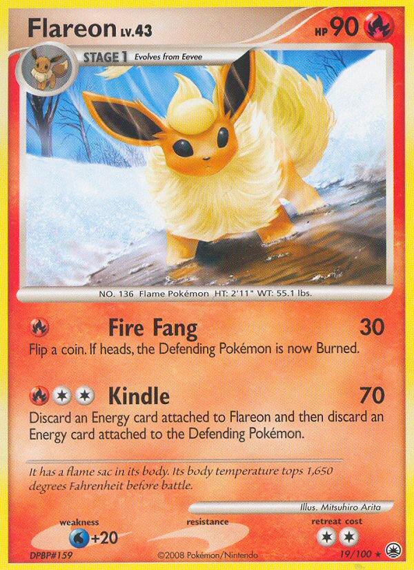 Flareon 19/100 Pokémon Majestic Dawn (2008) English card — catalogue reference