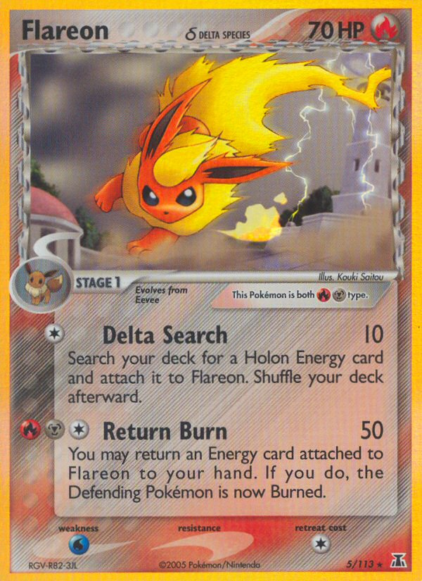 Flareon δ 5/113 Pokémon EX Delta Species (2005) English card — catalogue reference