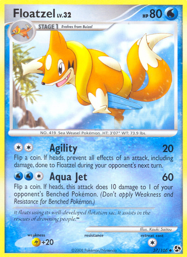 Floatzel 37/106 Pokémon Great Encounters (2008) English card — catalogue reference