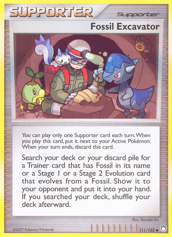Fossil Excavator 111/123 Pokémon Mysterious Treasures (2007) English card — catalogue reference