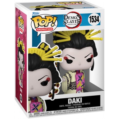 Funko Pop! vinyl figure packaging of Daki from Demon Slayer, with colorful design and Funko logo.
