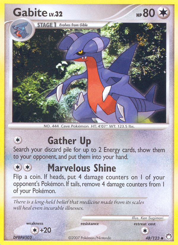 Gabite 48/123 Pokémon Mysterious Treasures (2007) English card — catalogue reference